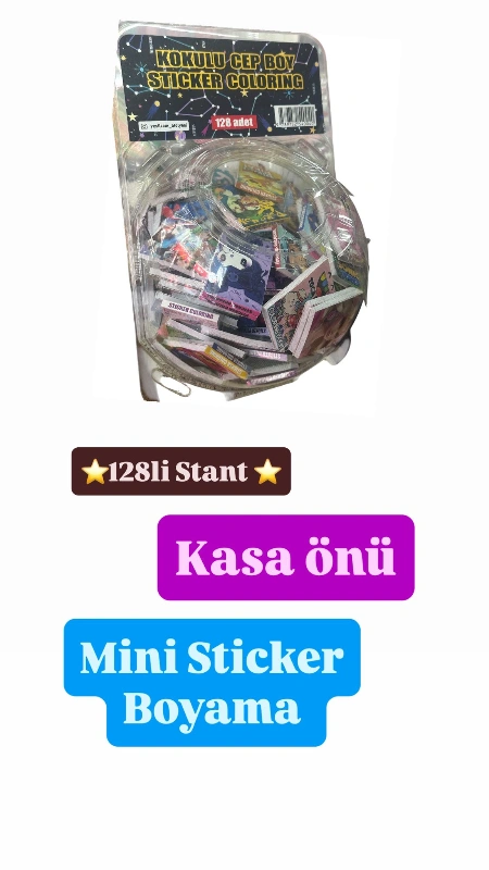 KASA ÖNÜ MİNİ STİCKER BOYAMA DEFTERİ / 128Lİ STANT